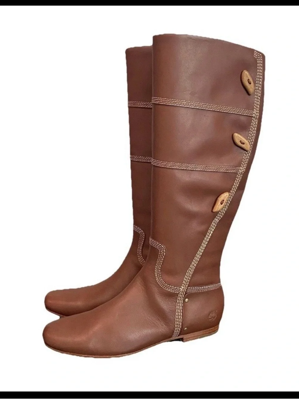 Timberland Women's Brown Leather Over-the-Knee Button-Trim Boots